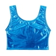 thumbnail image 7 of Yartina Fashion Women's PVC Leather Metallic Sleeveless Scoop Neck Crop Tank Tops Lake Blue One Size, 7 of 7