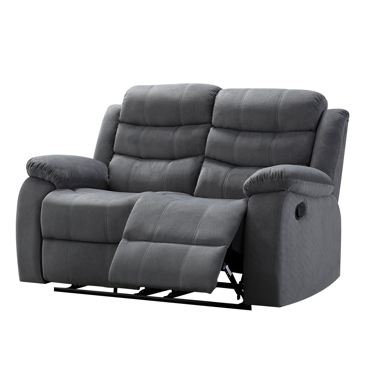 AC Pacific Jim Contemporary Polyester Fabric Reclining Loveseat with Lumbar Massager