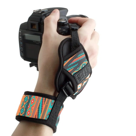 USA GEAR Professional DSLR Camera Hand Grip Strap (Aztech) with Metal Plate