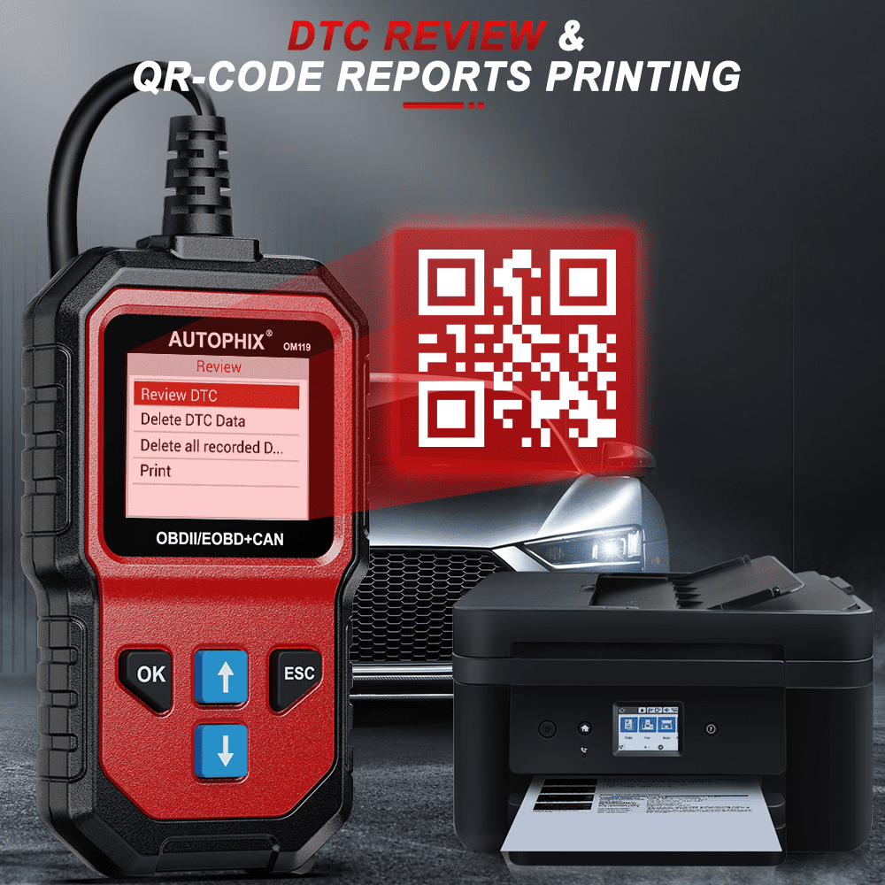 AUTOPHIX OM119 OBD2 Scanner Full-Functions Diagnostic Code Reader, Batter-y Voltage Test, I/M Readiness, Universal for 1996+ OBD2 Vehicles