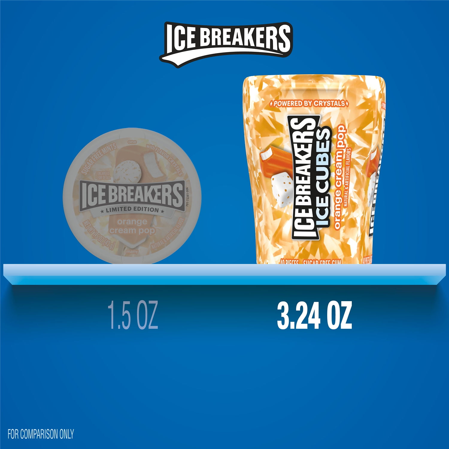 ICE BREAKERS Ice Cubes Orange Cream Pop Sugar Free Chewing Gum Bottle, 3.24 oz