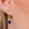 thumbnail image 3 of Gem Stone King 14K Yellow Gold Blue Sapphire Leverback Earrings for Women | 1.23 Cttw | Gemstone September Birthstone | Emerald Cut 6X4MM | Fine Jewelry Gifts for Her Mom Women Wife, 3 of 6