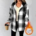 thumbnail image 2 of Fleece Liend Jackets for Women with Hood Casual Button Down Buffalo Plaid Flannel Shirts Fall Winter Fashion Shacket Coats, 2 of 6