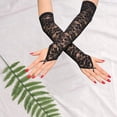 thumbnail image 4 of HOMEIORA Women's Gloves Protection Long Lace Gloves Fingerless Elbow Length Lace Gloves for Party, Adult Size - Black, 1 Pair, 4 of 5