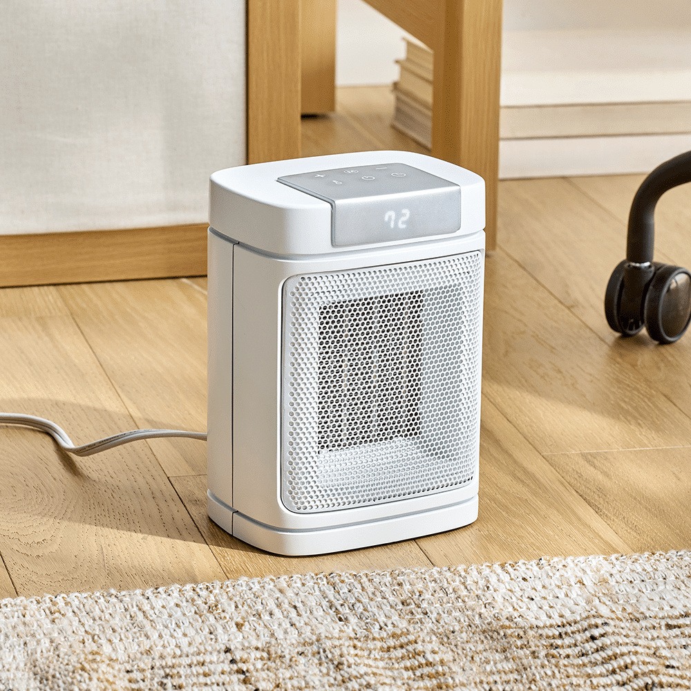 Better Homes & Gardens 1500W Electric Digital Ceramic Heater with ALCI Plug, White