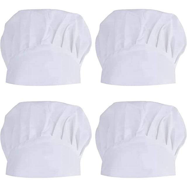4 Pcs Adjustable Kitchen Hat Women Men, Unisex Chef Cook Hats, Professional Polycotton Chef Toque, Breathable Kitchen Chef Cap for Pastry Chef Restaurant Barbecue