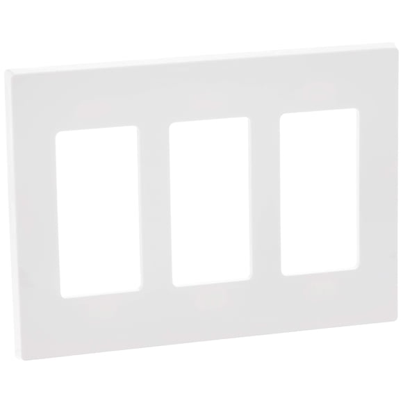 Placa de pared Leviton 80311-SW Decora Plus de 3 elementos sin tornillos, color blanco