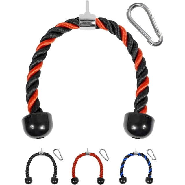 Cuerda para tríceps Yes4All Deluxe de 27" roja y negra con mosquetón