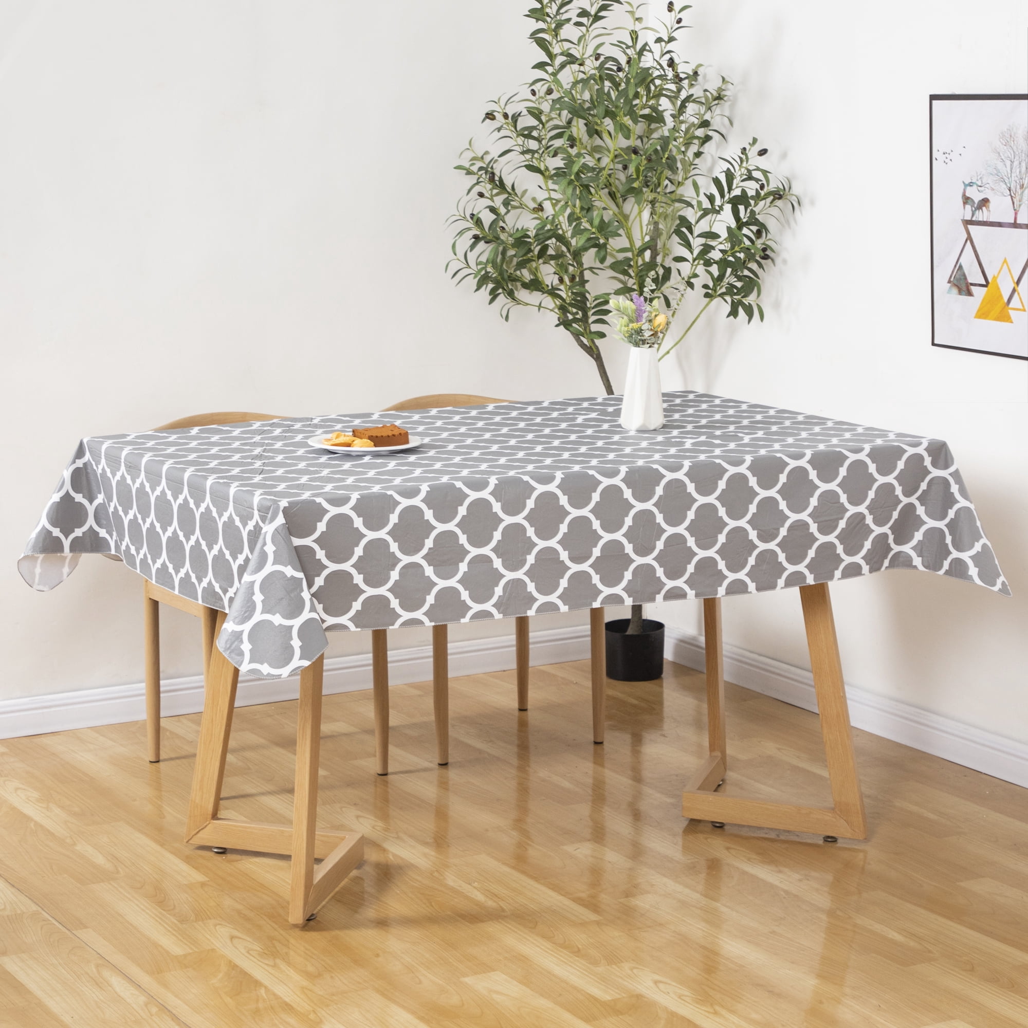 RAY STAR Christmas Rectangle Tablecloth 52x70 inch Waterproof Holiday Decoration Tablecloth Xmas Plastic SpillProof Table Cover