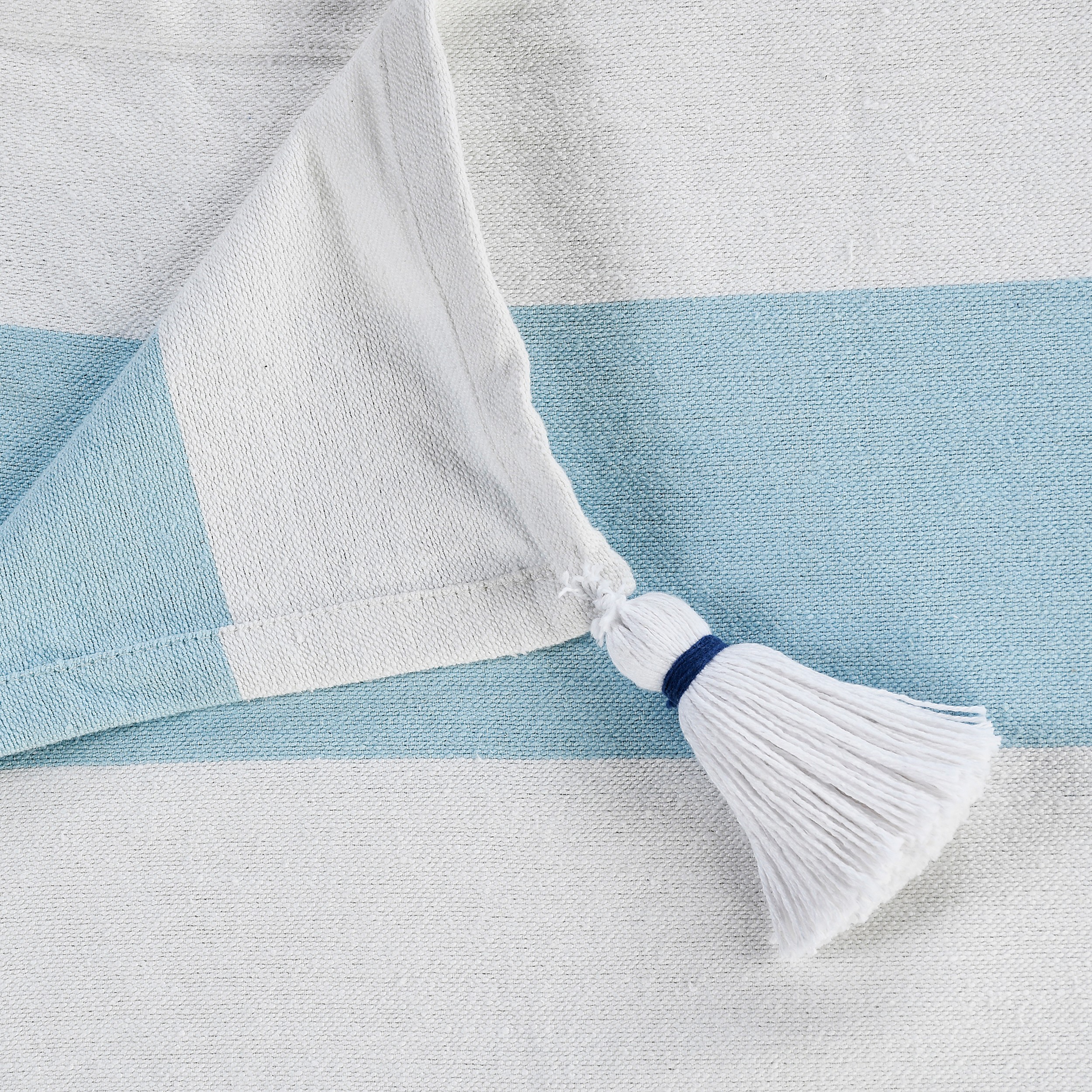 Ox Bay Aqua Blue Striped Cotton Throw Blanket, 50" x 60"