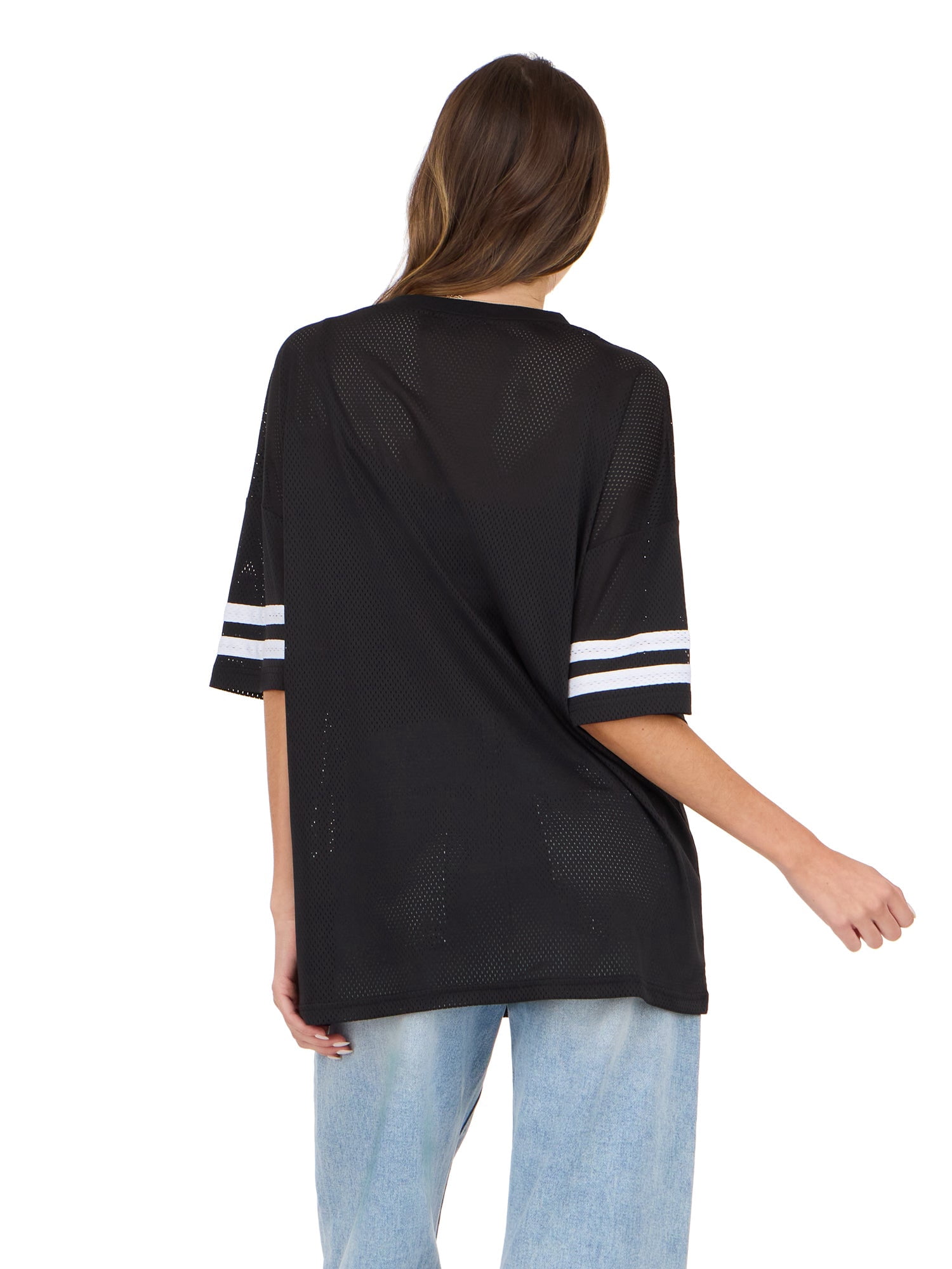 Forever 21 Women's Mesh Oversized Football Tee with Screened Detail, Sizes XS-XL