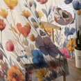thumbnail image 5 of Sheer Curtains 96 inches Long, Blue and Yellow Poppy Watercolor Floral Plants Retro Linen Light Filtering Sheer Window Curtains Rod Pocket Voile Drapes for Bedroom Living Room, 52"W x 96"L 2 Panels, 5 of 7