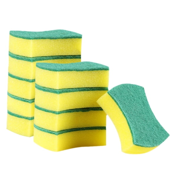 Sponges Kitchen, 10 Pack Heavy Duty Dish Sponge Kitchen, Scrub Sponges for Dishes Stink-Free Cleaning, Reusable Cleaning Dish Scrubber Sponges for Home, Restaurant, Sponges Bulk,Yellow