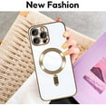 thumbnail image 4 of Compatible with iPhone 13 Pro Max Light Luxury Case for Women Girls,Soft TPU MagSafe Plating Electroplated Bling Case Slim Anti-Scratch Shockproof Protection Case for iPhone 13 Pro Max-White, 4 of 13