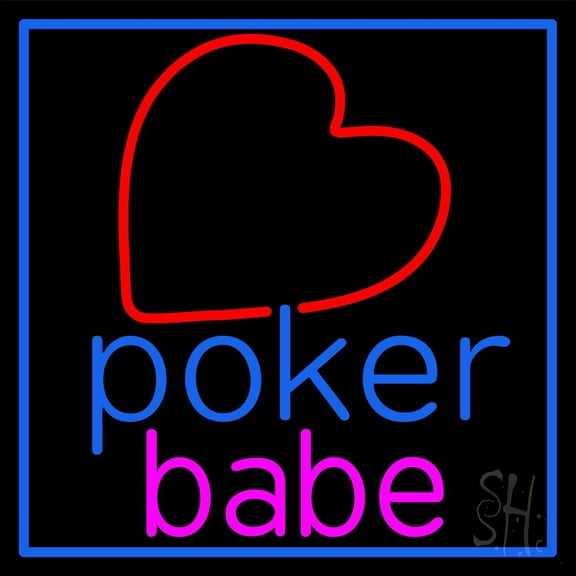 Poker Babe LED Neon Sign 24 x 24 - inches, Black Square Cut Acrylic Backing, with Dimmer - Bright and Premium built indoor LED Neon Sign for wall décor, arcarde, and storefront.