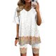 thumbnail image 1 of ICHUANYI Clearance Women Fashion V-Neck Blouse Short Sleeve Tops Shorts Casual Suit Sets(White, M) ICHUANYI WER2023080814754, 1 of 4
