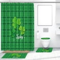 thumbnail image 4 of 4 Pcs St. Patrick's Bathroom Shower Curtain Set,Shamrock Lucky Bathroom Curtain with 12 Hooks, Non Slip Bathroom Rugs, Toilet Lid Cover, U Toilet Mat for Irish Party Bathroom Decoration, 4 of 7