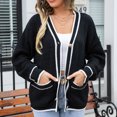 thumbnail image 2 of UYISJ Womens Open Front Cardigan Button Down Striped Sweater Casual Loose Fitting V Neck Knit Coat Fall Long Sleeve Tops S, 2 of 3