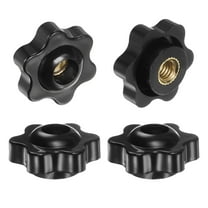 Uxcell 4 Pieces Star Knobs M6 Female Thread 25mm Head Through Hole Clamping Handles Nuts Black