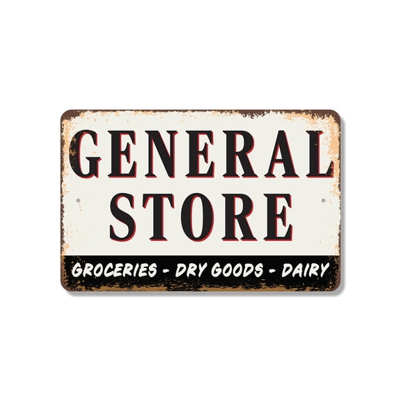 General Store Street (2 Pack) 8 Inch x 12 Inch Novelty Plastic Sign Goods Grins Gatherings Durable Weatherproof UV Protected Perfect for Shops Barns Porches Fun Gift for Owners