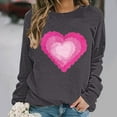 thumbnail image 1 of ICHUANYI Chandail à Col Rond pour Femmes de la Saint-Valentin avec Graphique de Cœur Imprimé, Col Rond, Décontracté, Ample, Chandail à Capuchon, Blouse à Manches Longues, Hauts, 1 of 5