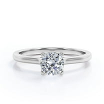 JeenMata 4 Prong - 1.4 Carat Round Brilliant Cut Moissanite - Solitaire Engagement Ring - 18K White Gold Plating Over Silver