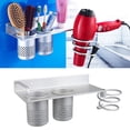 thumbnail image 3 of Modern Stylish Hair Styling Tool Organizer, Wall Mounted Design With Heat Resistant Stainless Steel Cups, Multipurpose Storage For Various Hair Products (Aluminum), 3 of 8