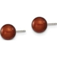 thumbnail image 3 of Sterling Silver Rh-Plated 6-7mm Coffee Fw Cultured Round Pearl Stud Earring Made In Canada qe12709, 3 of 6