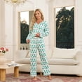 thumbnail image 4 of HEARTNICE Womens Pajama Sets Y2K Print, Long Sleeve Button-Down Pajamas Set for Women Soft Knit Loungewear(GRASS GREEN MONKEY PRINT, 2XL), 4 of 7