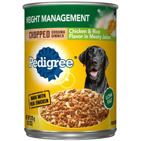 Pedigree Chopped Ground Dinner Weight Management Chicken & Rice Flavor Adult Canned Wet Dog Food, 13.2 oz.