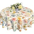 thumbnail image 1 of Spring Round Tablecloth 60 Inch Watercolor Flowers Table Anti-Wrinkle Waterproof Wipeable Table Cover for Home Dining Room Season Decorations, 1 of 6