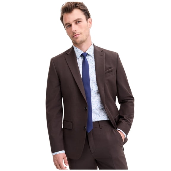 Bar Iii Mens Slim fit Suit Jacket Blazer 38 S Brown Solid Stretch Wool