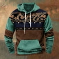 thumbnail image 2 of Men Vintage Aztec Tribal Hoodies Western Ethnic Graphic Hooded Sweatshirts Long Sleeve Retro Patchwork Pullover Tops, 2 of 3
