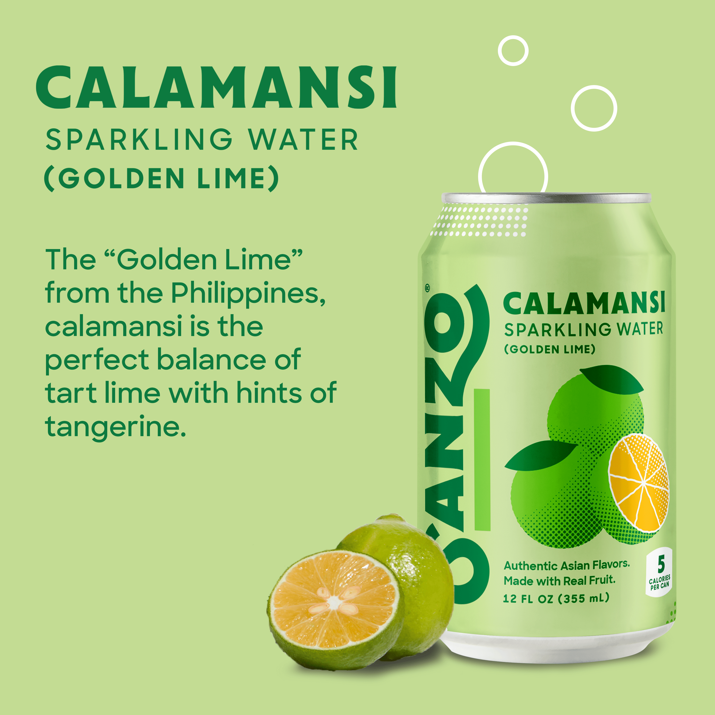 Sanzo Calamansi Golden Lime Sparkling Water, 12 fl oz, 12 Pack Cans