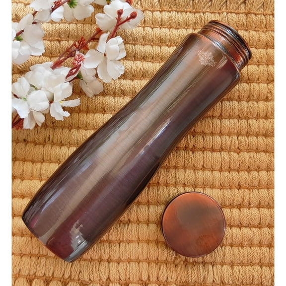 Indian Art Villa Copper Water Bottle With Champion Antique Dark Finish, Volume- 34 Oz