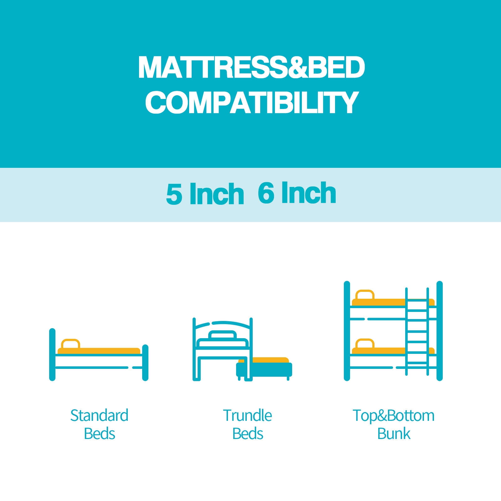 6" TwinXL Mattress, Removable and Washable Cover, Cooling Memory Foam with Geometric Pattern, Medium Touch, Bed in a Box, CertiPUR-US Certified, White/Blue