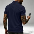 thumbnail image 6 of Hearthz Big and Tall Polo Shirts for Men 3 Button Placket Lapel Collar Men Short Sleeve Shirt Business Casual Mens Golf Polo Shirts Work Out Shirts Navy S, 6 of 7