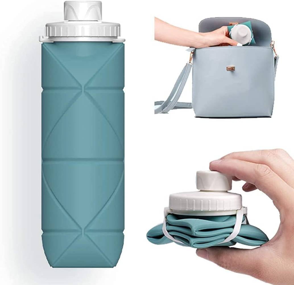 Sevenlady 20.3oz Collapsible Water Bottle, Silicone Reusable Water