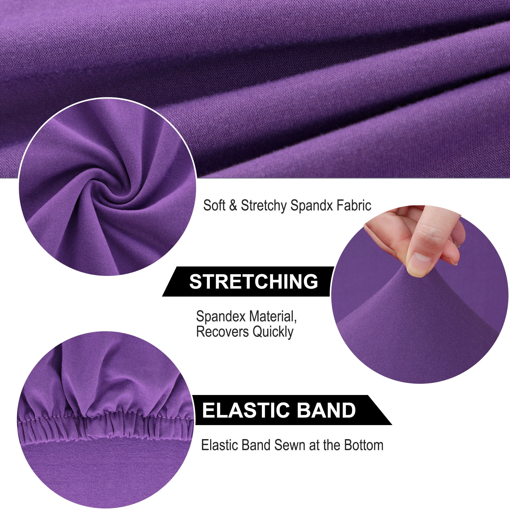 Unique Bargains Spandex Solid  Dining Chair Covers Protector Slipcovers Purple 6 Pcs