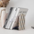 thumbnail image 6 of Lsque Geometric Printed Wood Bookends,Non-Skid Bookend for Shelves,Heavy Duty Support Bookends,Non-Slip Foam Pads for Office, Home, and Library,1 Pair, 6 of 8