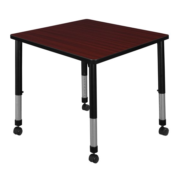 Kee 30" Square Height Adjustable Moblie Classroom Table - Mahogany