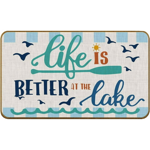 Life is Better at The Lake Mats for Front Door Entry Front Porch Doormat Non-Slip Carpet Rugs Floor Mat Decorative for Home Bathroom Kitchen Indoor 20x32 Inch