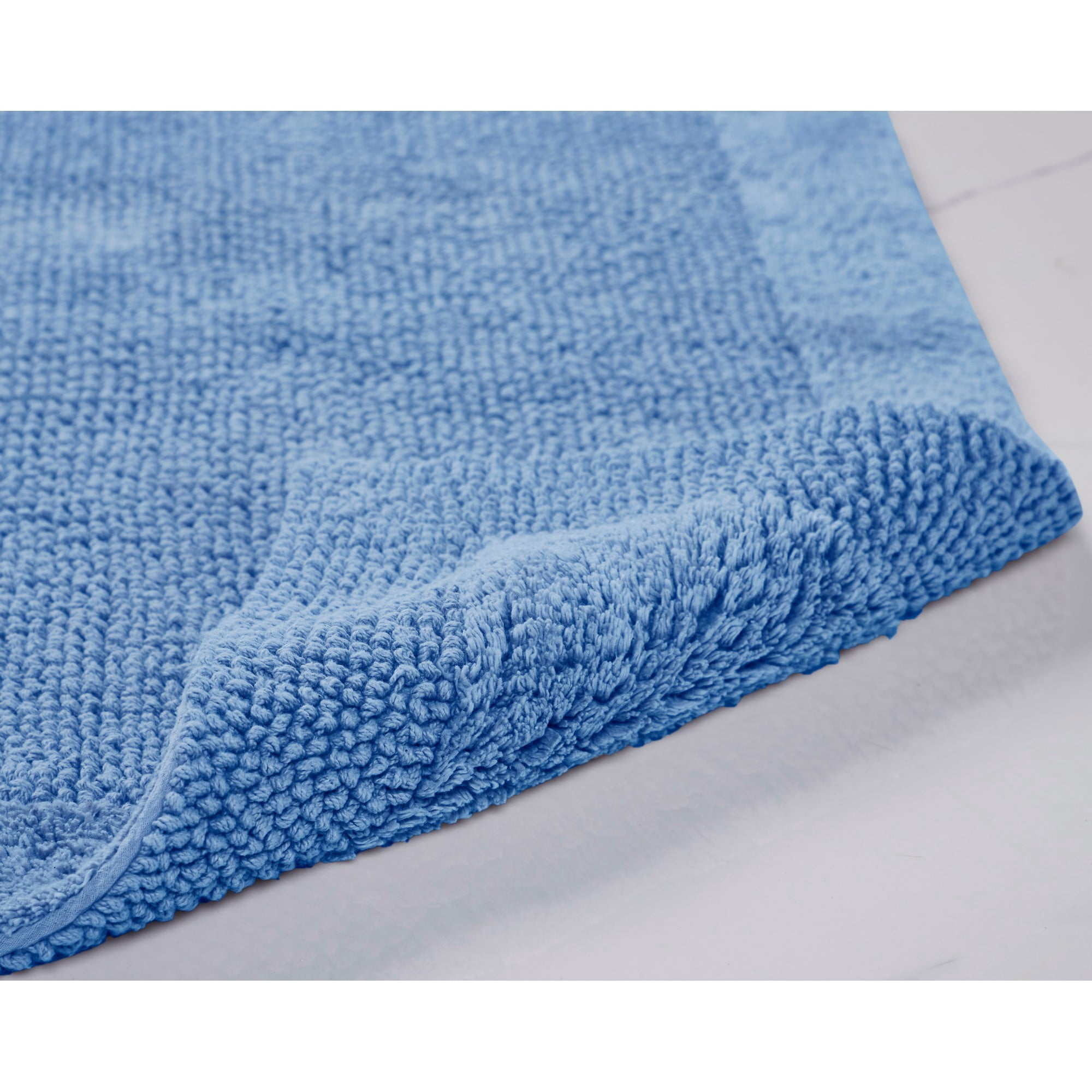 Better Trends 24" x 40" Premium Bathroom Rugs 100% Cotton Soft Reversible Tufted Bath Mat Water Absorbent Bath Rug Ideal for Bathroom Shower and Tub Use (Dark Blue) Edge Collection