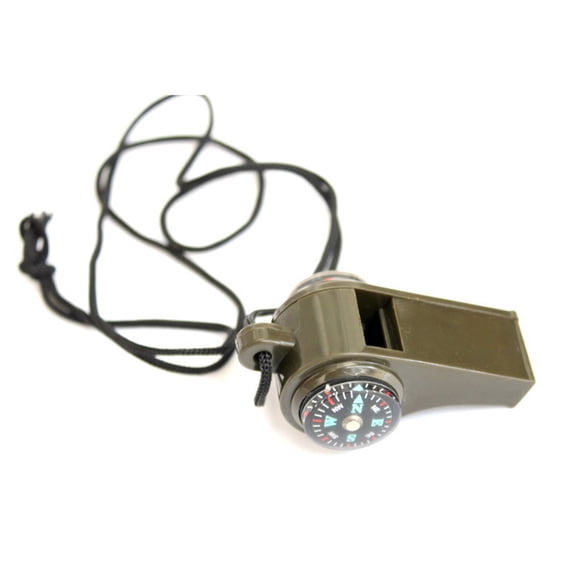 ETEREAUTY 4- -in-1 Outdoor Survival Whistle with High-Decibel Sound, Built-in Compass and Thermometer