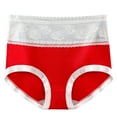 thumbnail image 2 of LYEAA Cotton Underwear Womens Breathable Mid Waisted Cool Briefs Comfort Color Block Lace Daily Panties Full Fashionable Underpants Red L, 2 of 4