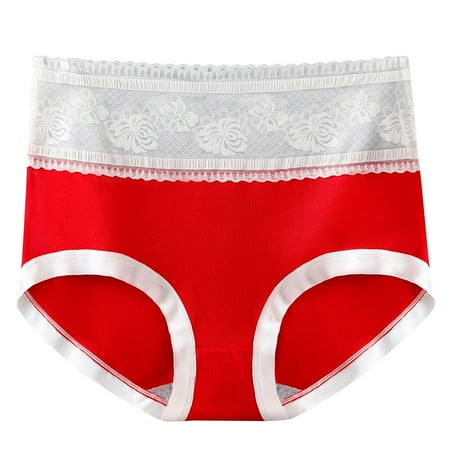 Scyoekwg Womens Underwear Cotton Comfort High Waisted Underwear Bikini Underwear Hipster Panties Knickers Stretchy Underpants(Red XXL)