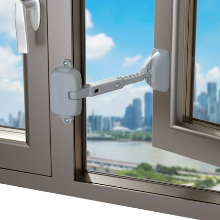 EUDEMON Adjustable Childproof Window Restrictor for Baby Safety, Grey