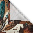 thumbnail image 3 of Ambesonne Rustic Kitchen Curtains, Aztec Inspired Feathers Art, 55"x39", Cinnamon Redbrown and Teal, 3 of 3