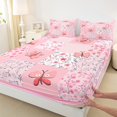 thumbnail image 3 of Manfei Rustic Flower Floral Full Size Sheets,Cute Cartoon Butterflies Bed Sheets,Pink White Patchwork Plaid Sheet Sets For Teens,Microfiber Bedroom Decor,4-Piece, 3 of 7