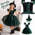 thumbnail image 6 of Girls Halloween Mesh Dress Costume Set With Matching Witch Hat, Two-Piece Outfit For Dance Recitals, Stage Performances, Dress-Up Parties, School Events And Themed Photo Sessions, 6 of 7